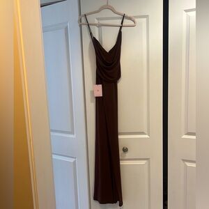 Hello Molly brown maxi crowl neck dress
